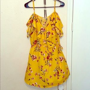 Yellow floral dress off the shoulder